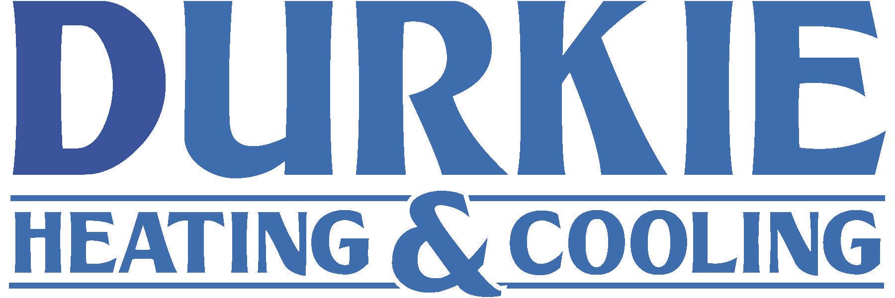 Durkie Heating & Cooling logo in blue text on a white background