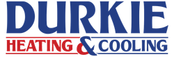 Home Page Durkie Heating & Cooling logo in blue and red text on a white background
