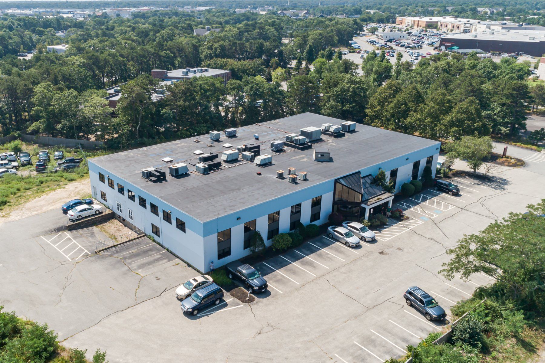 aerial of commercial building