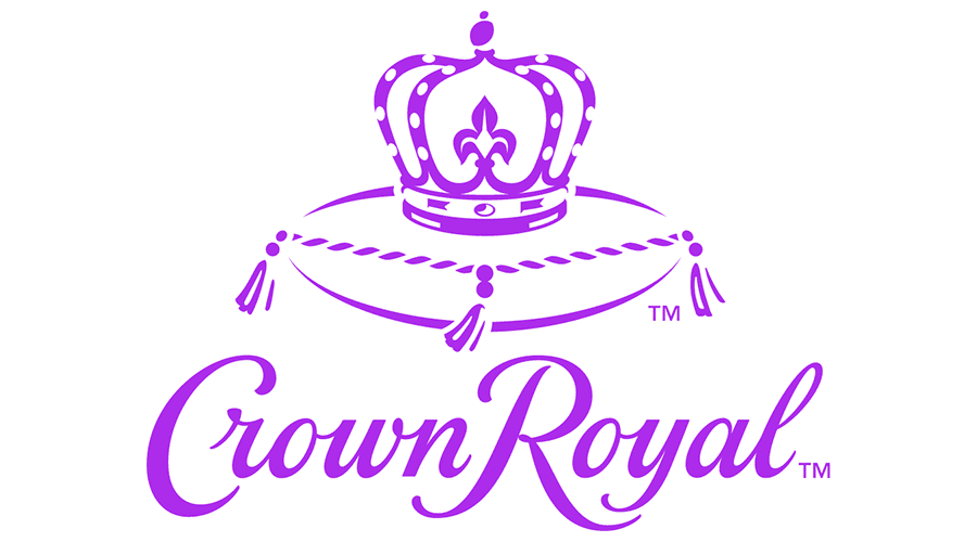 a purple crown royal logo on a white background