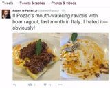 tweet che cita il ristorante