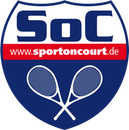 Ein blau-weißes Logo für soc www.sportoncourt.de