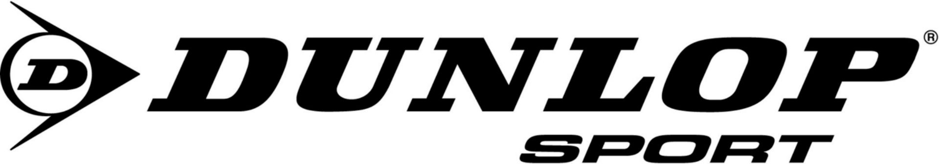 Das Dunlop Sport-Logo ist schwarz und weiß auf weißem Hintergrund.