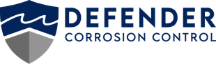 Defender Corrosion Control logo with blue shield and gray shield icon