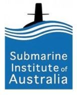 Submarine Institute of Australia logo with blue waves and black submarine silhouette