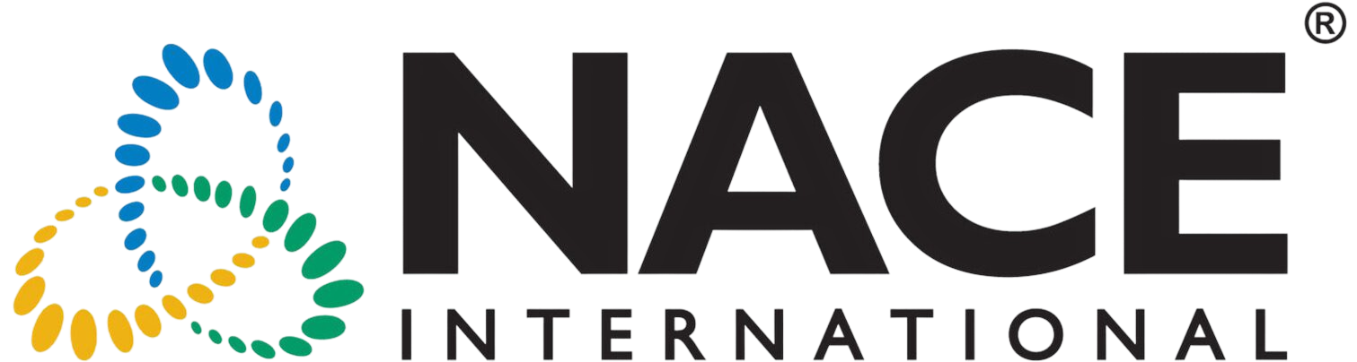 NACE International logo with blue, yellow, and green dotted ring icon and black text