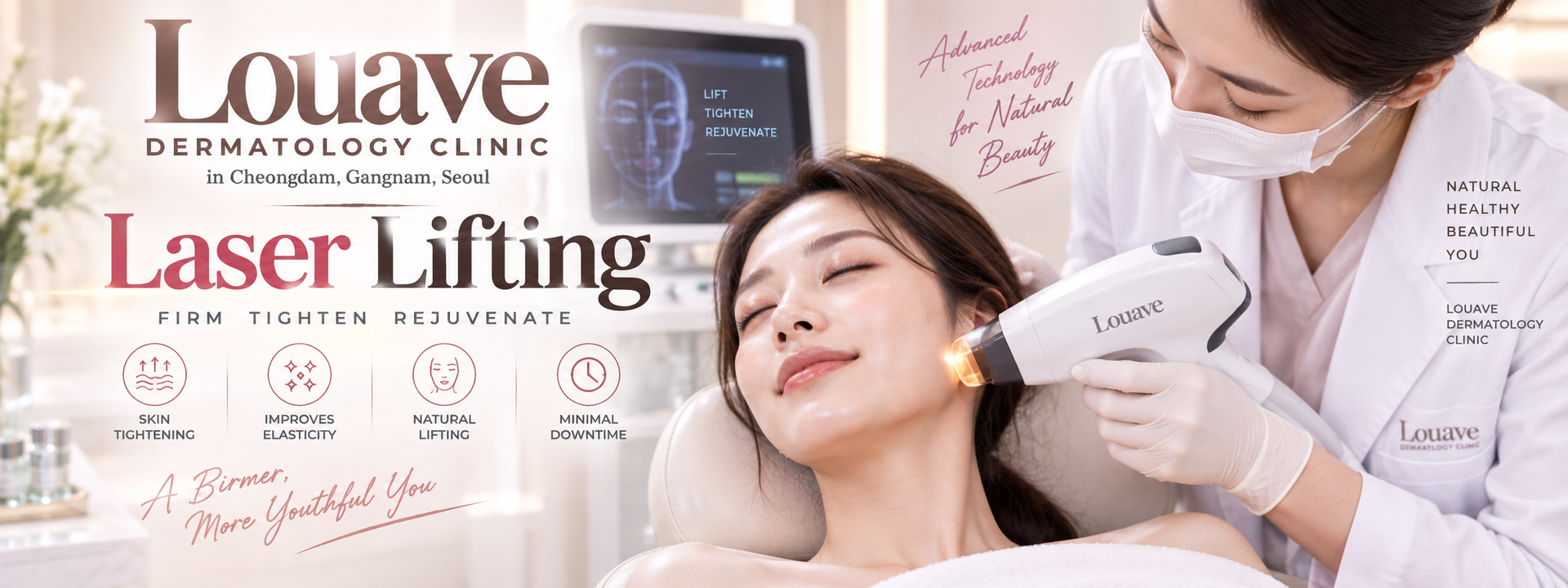 RF lifting and laser lifting at Louave Dermatology Clinic in Cheongdam, Gangnam, Seoul