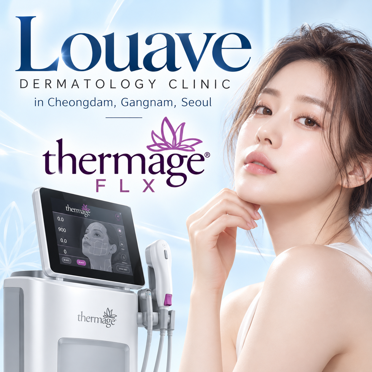 Thermage FLX skin tightening at Louave Dermatology Clinic, Cheongdam, Seoul