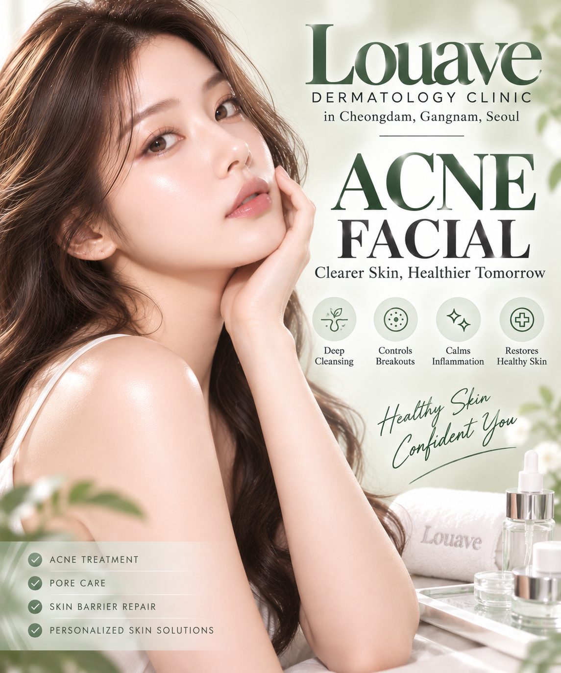 Adult acne treatment at Louave Dermatology Clinic, Cheongdam, Seoul