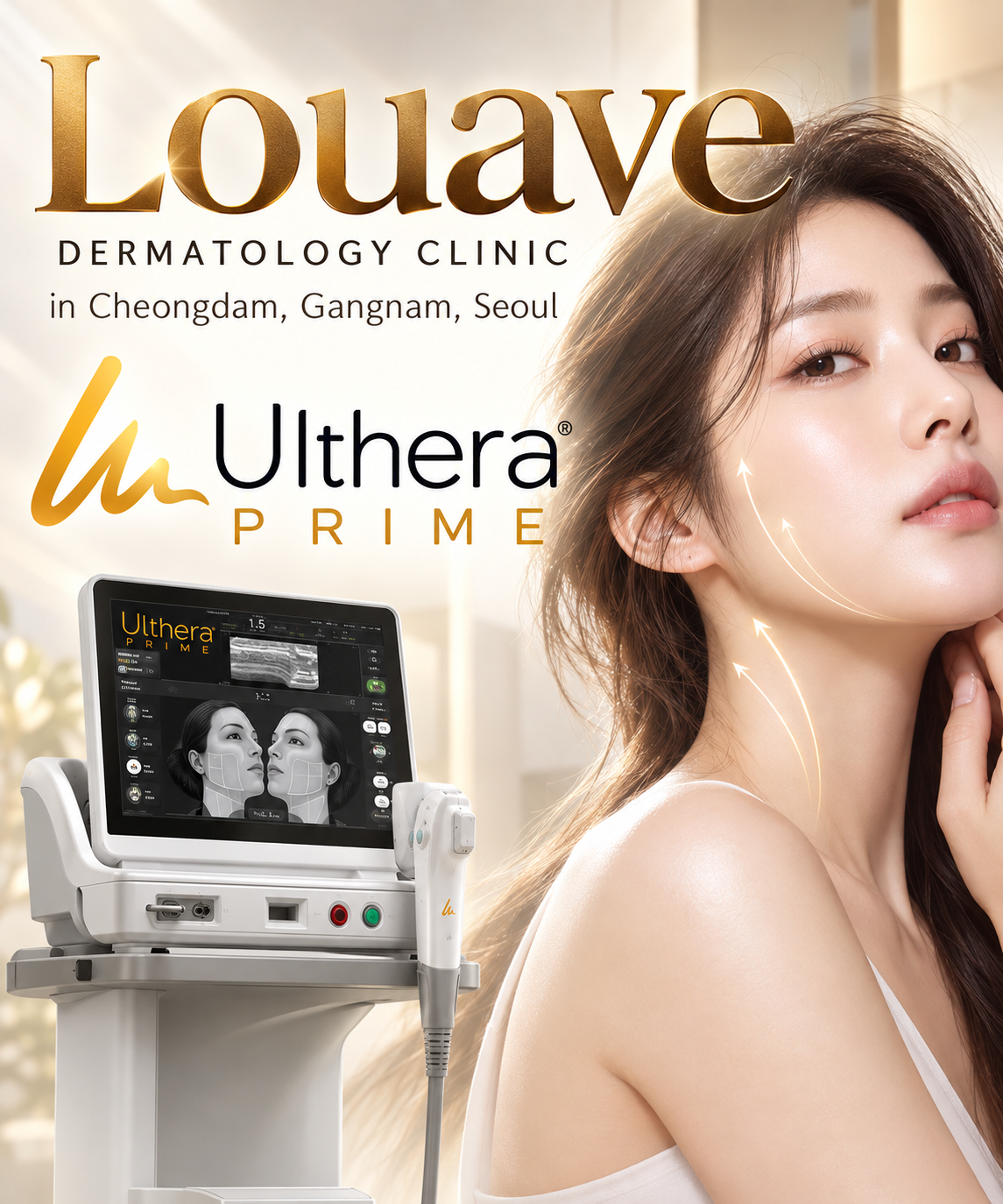 Ultherapy Prime ultrasound lifting at Louave Dermatology Clinic, Cheongdam, Seoul