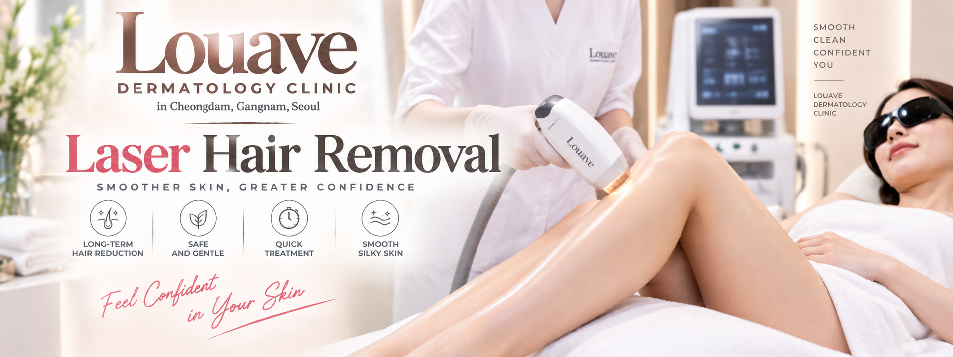 Laser hair removal at Louave Dermatology Clinic in Cheongdam, Gangnam, Seoul