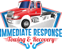 Red tow truck, logo for