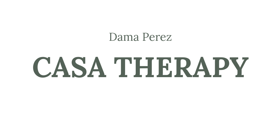 Dama Perez CASA THERAPY logo in dark gray text on a white background