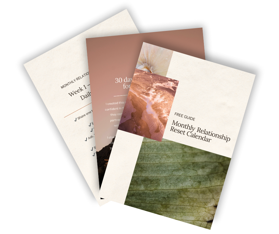Stack of four overlapping brochure covers in cream, brown, and green tones