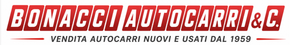 Red-and-white Bonacci Autocarri & C. logo with text “Vendita autocarri nuovi e usati dal 1959”