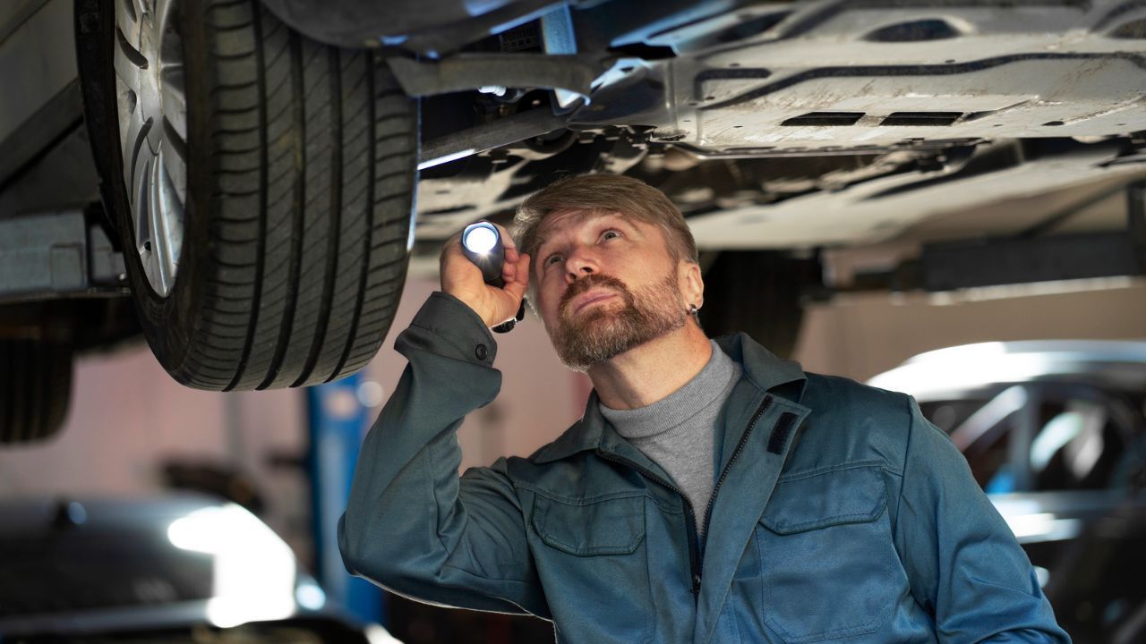 Roadside technician replacing a flat tire with a spare tire to restore safe vehicle operation.