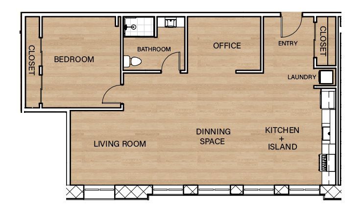 1 Bedroom Floor plan - Unit 15