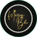 Logotipo dorado de “Mara Bio” en letra cursiva, dentro de un círculo perlado sobre un fondo negro con un borde verde