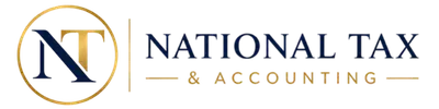 National Tax & Accounting logo with gold “NT” monogram and black text on white background
