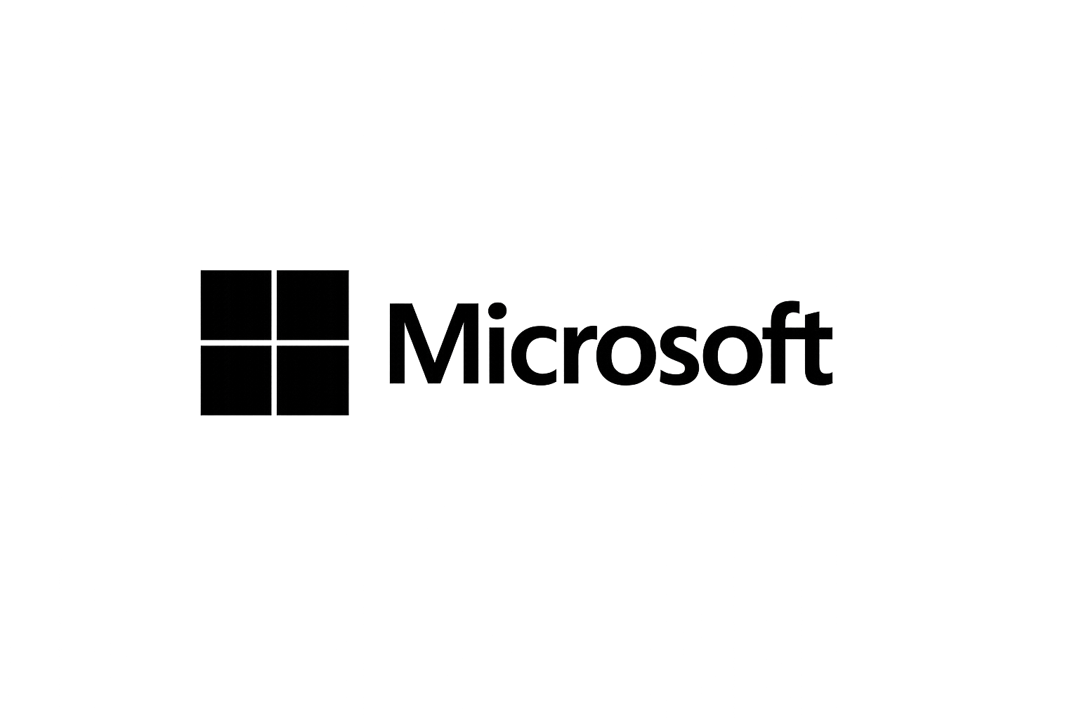 Microsoft logo: a black square divided into four smaller squares, with