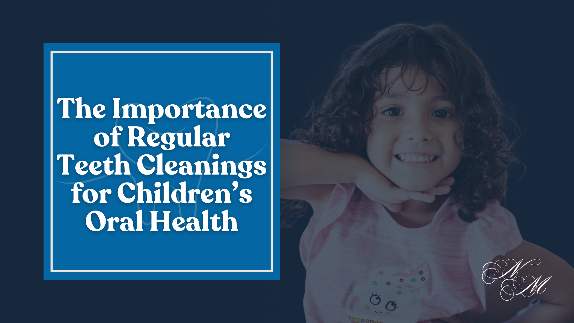 Child smiling, holding neck, with text: 