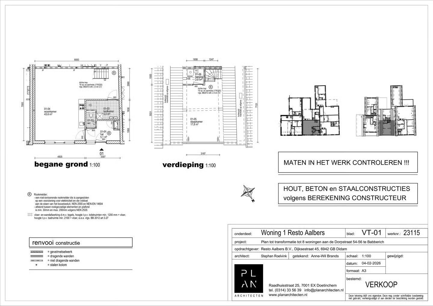 Plattegrond van Bouwnummer 1 in Hof van Aalbers Babberich