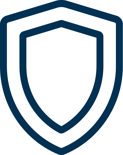 Blue outlined shield icon on a white background | Endurance Auto Repair and Tire