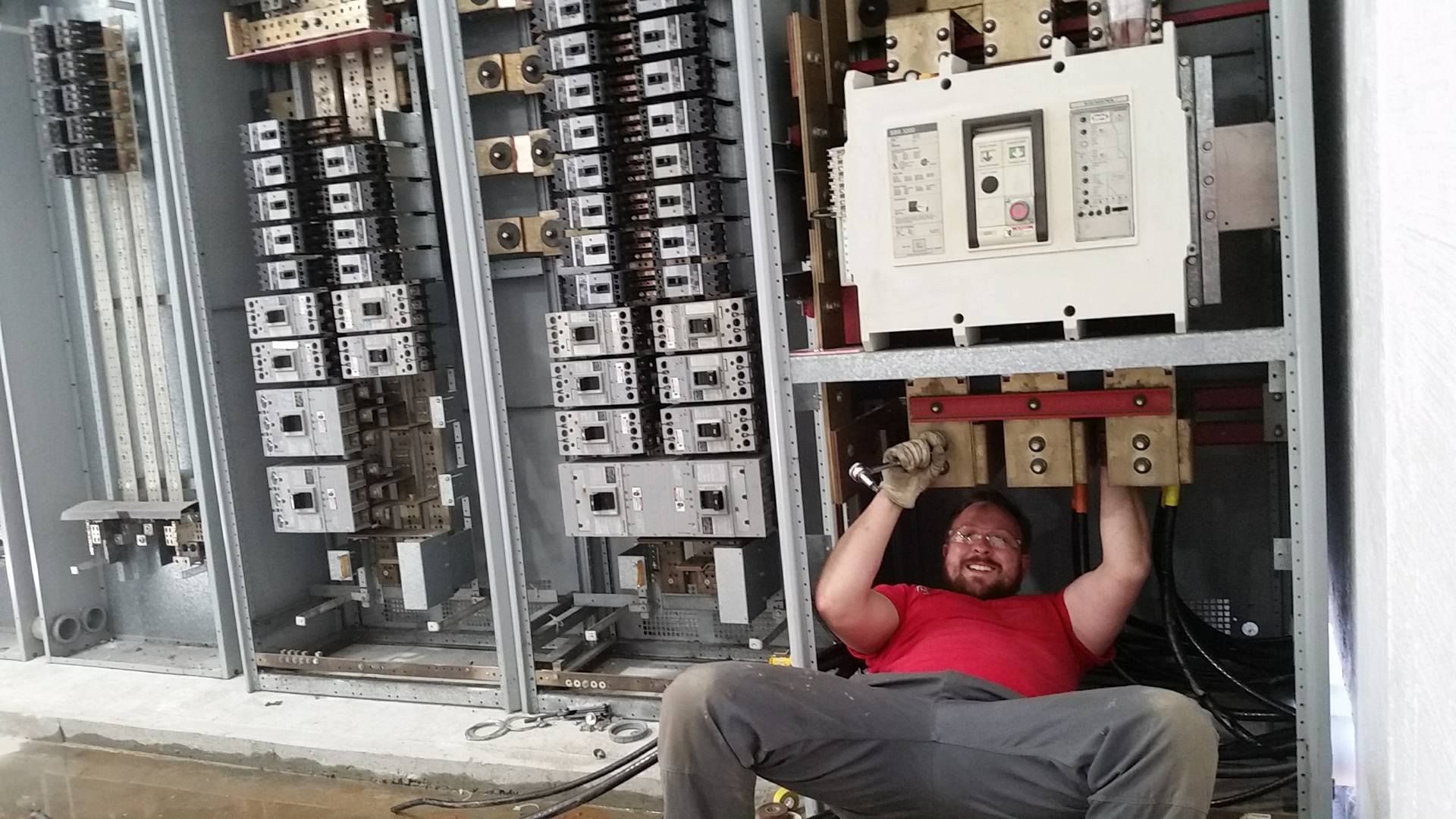 An industrial electrical service upgrade in Gainesville, GA by Professional Design Systems hard at work