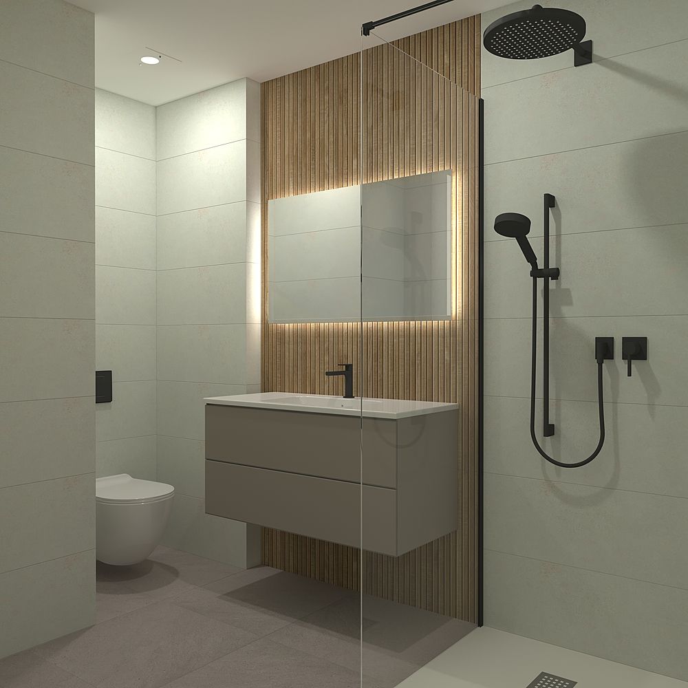 Work White ceramic wall tile in 760x250 and porcelain floor tile in 600x600 available in County Durham