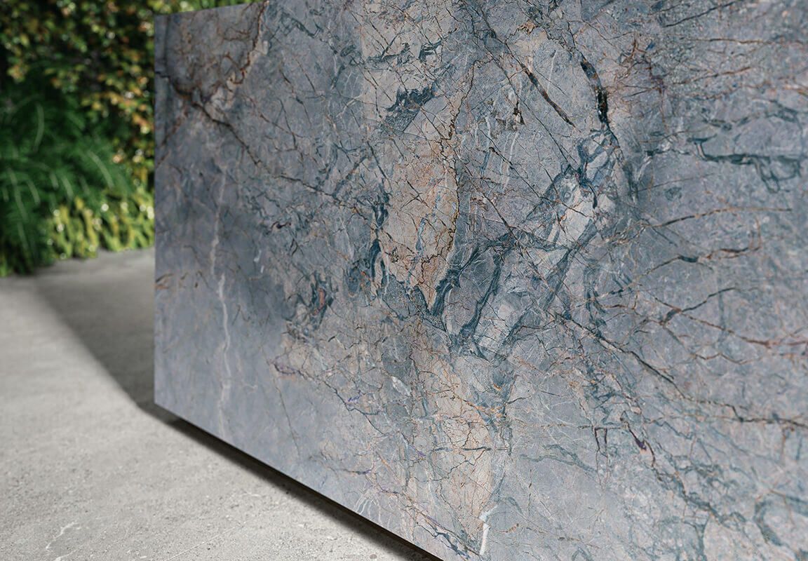 Monet Blue Polished Tile in sizes 1198x598, 1198x1198 & 2850x1250 available in County Durham.