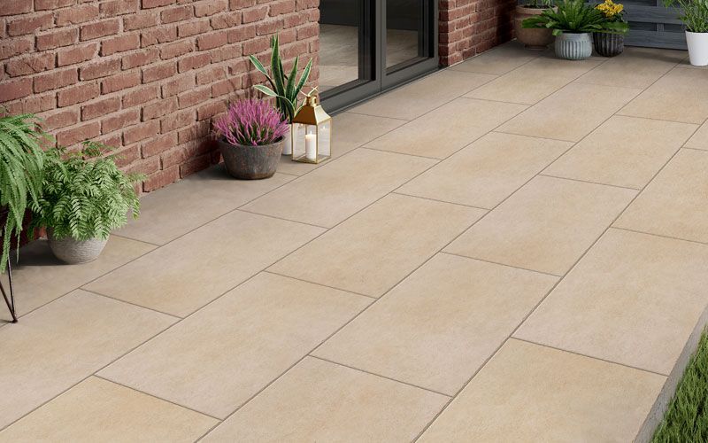 Panache Crema Tumble Edge Porcelain Paver in 900x600 available in County Durham