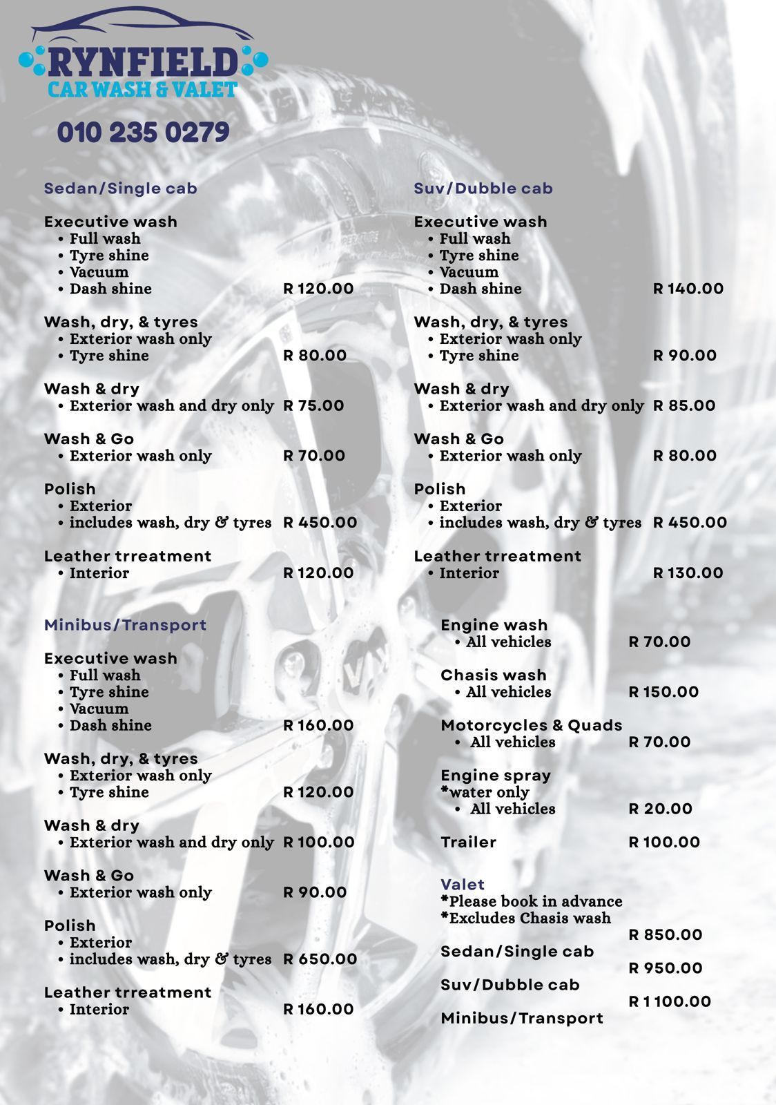 SUKI SE HOEKIE CARWASH PRICES