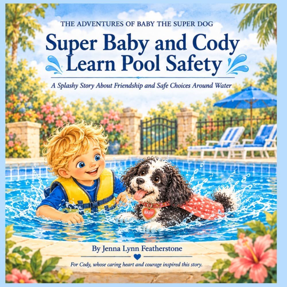 Super Baby and Cody Learn Pool Safety book cover by Jenna Lynn Featherstone