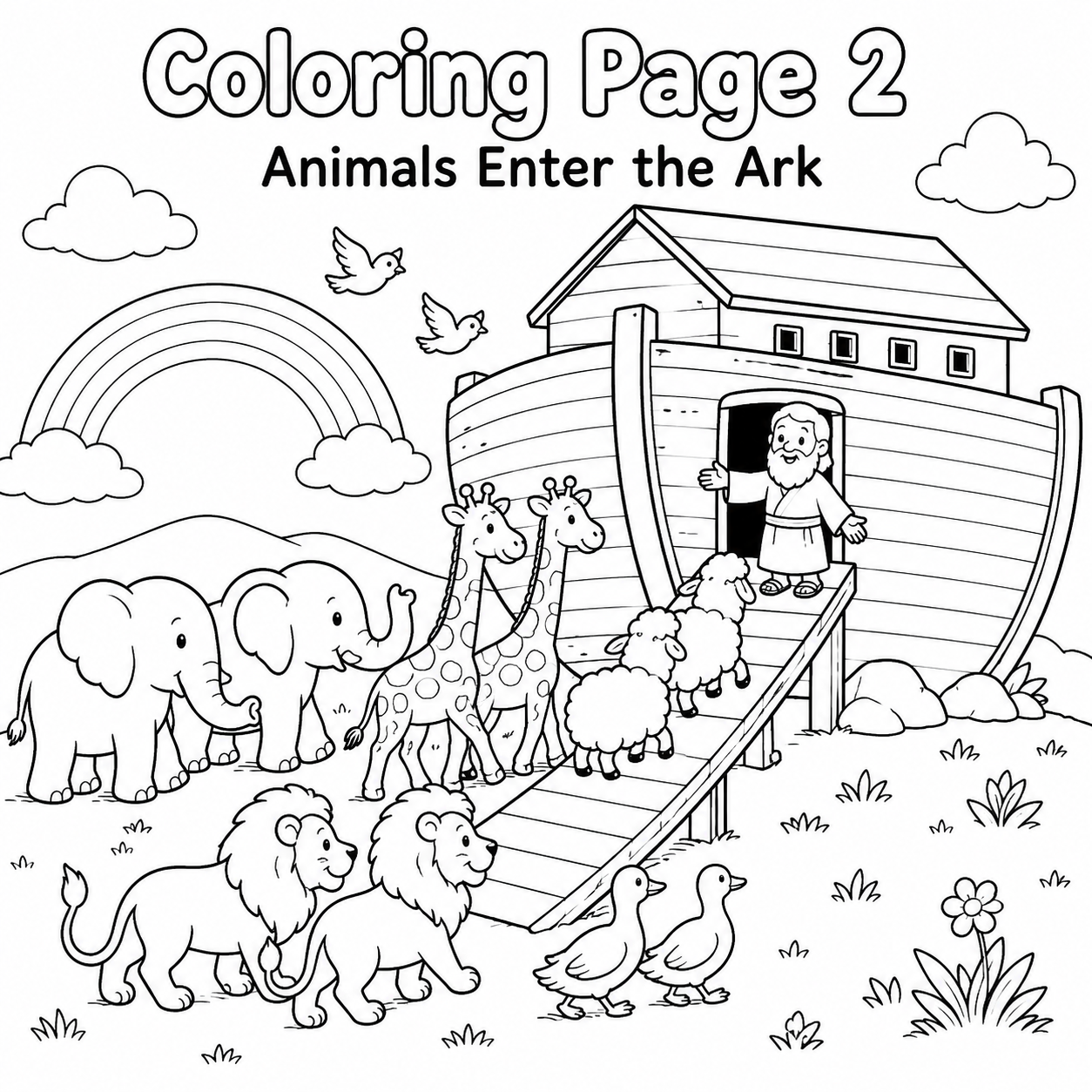 Animals Enter the Ark coloring page