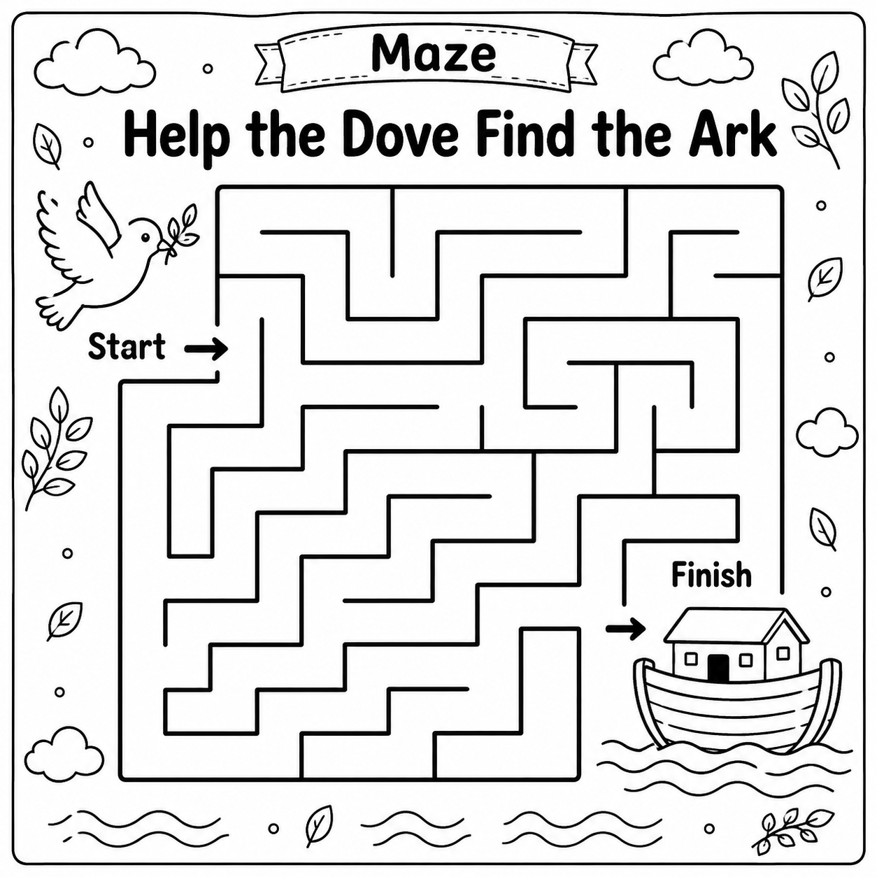 Help the Dove Find the Ark printable maze