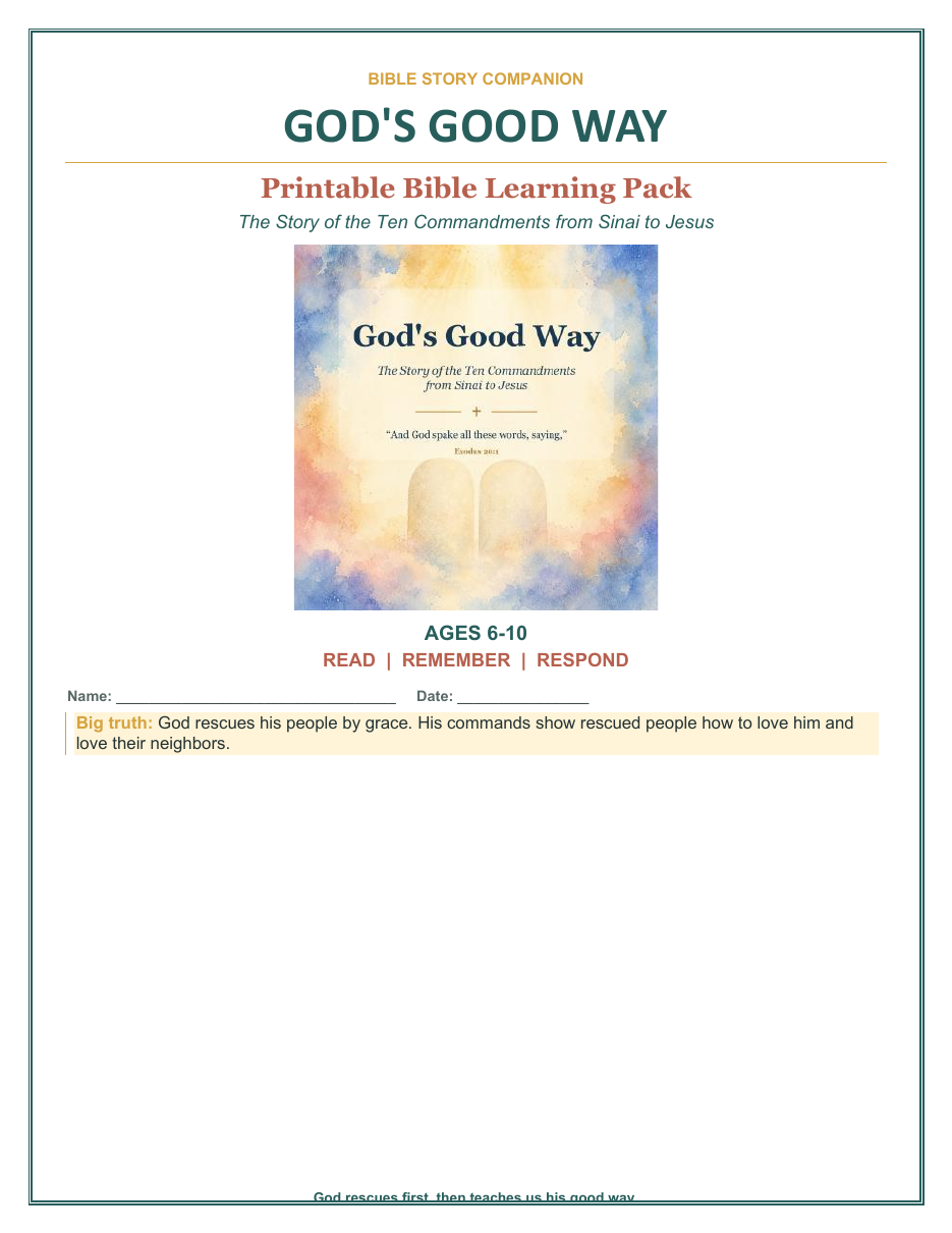 God’s Good Way complete worksheet package cover