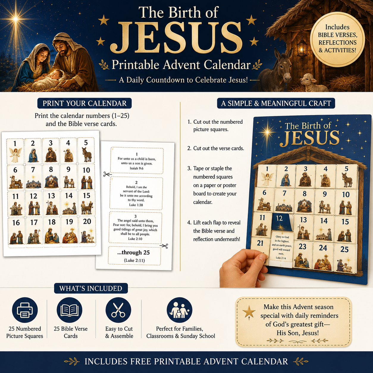 Printable Birth of Jesus Advent Calendar preview