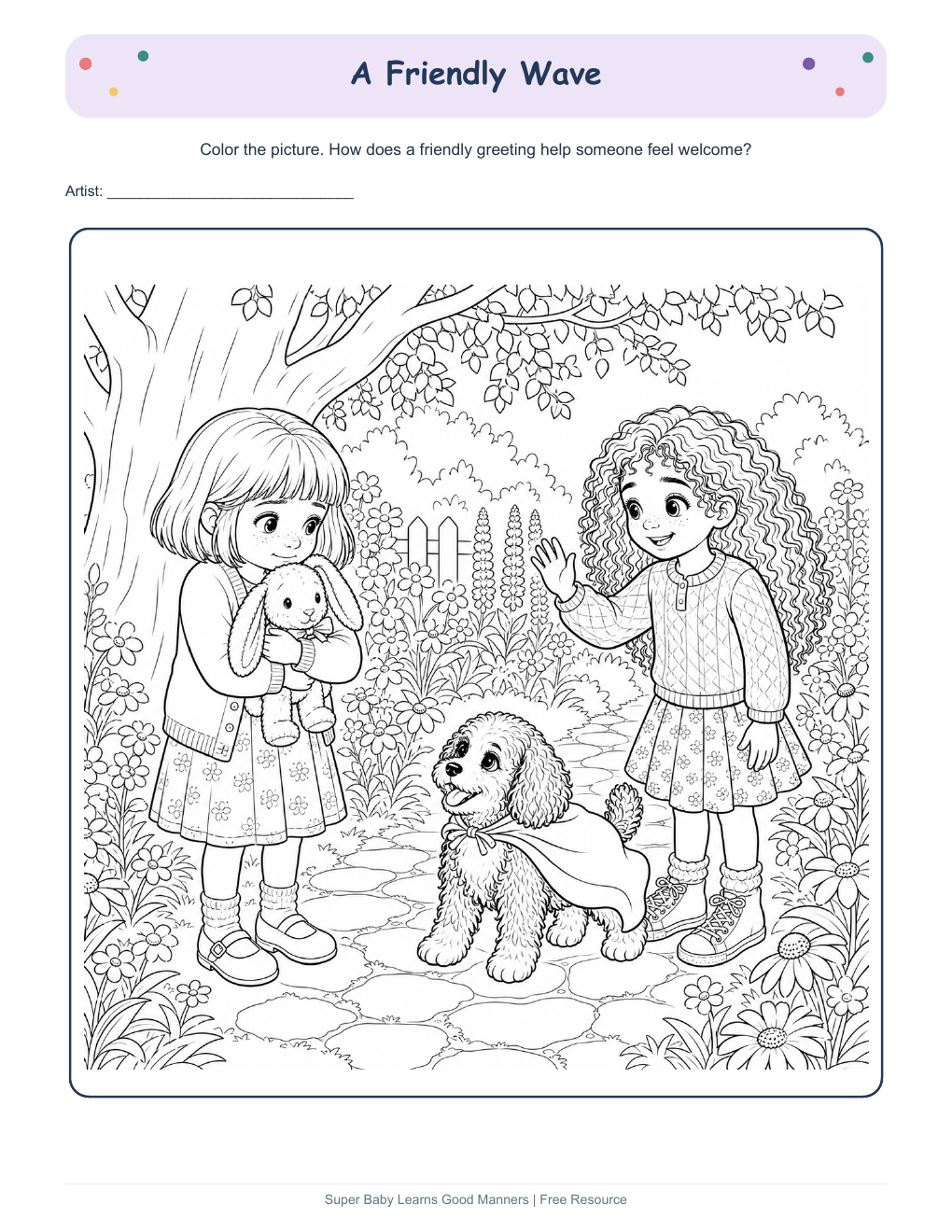 Preview of the Super Baby Good Manners coloring pages