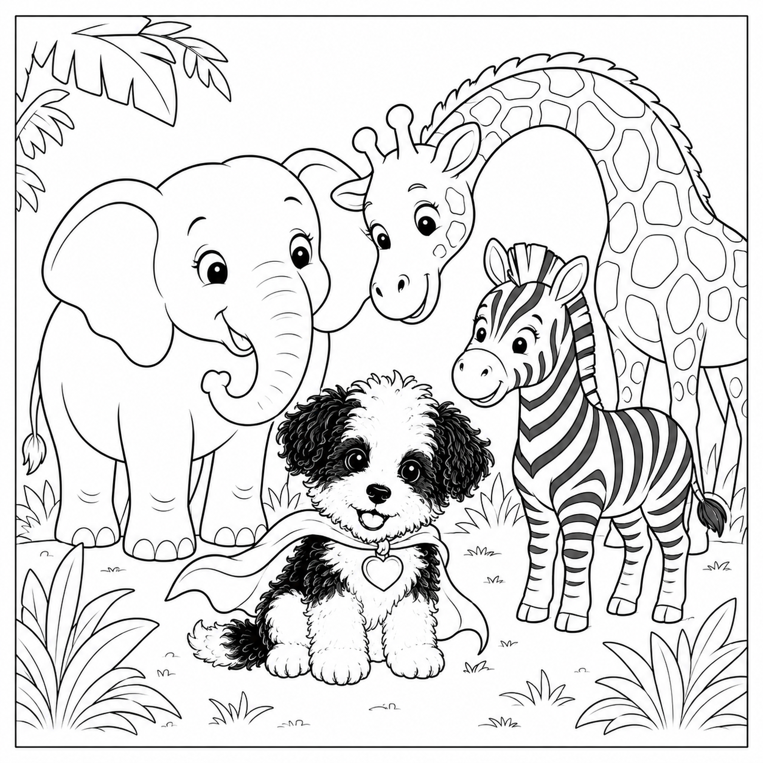 Super Baby and African Animals printable preview