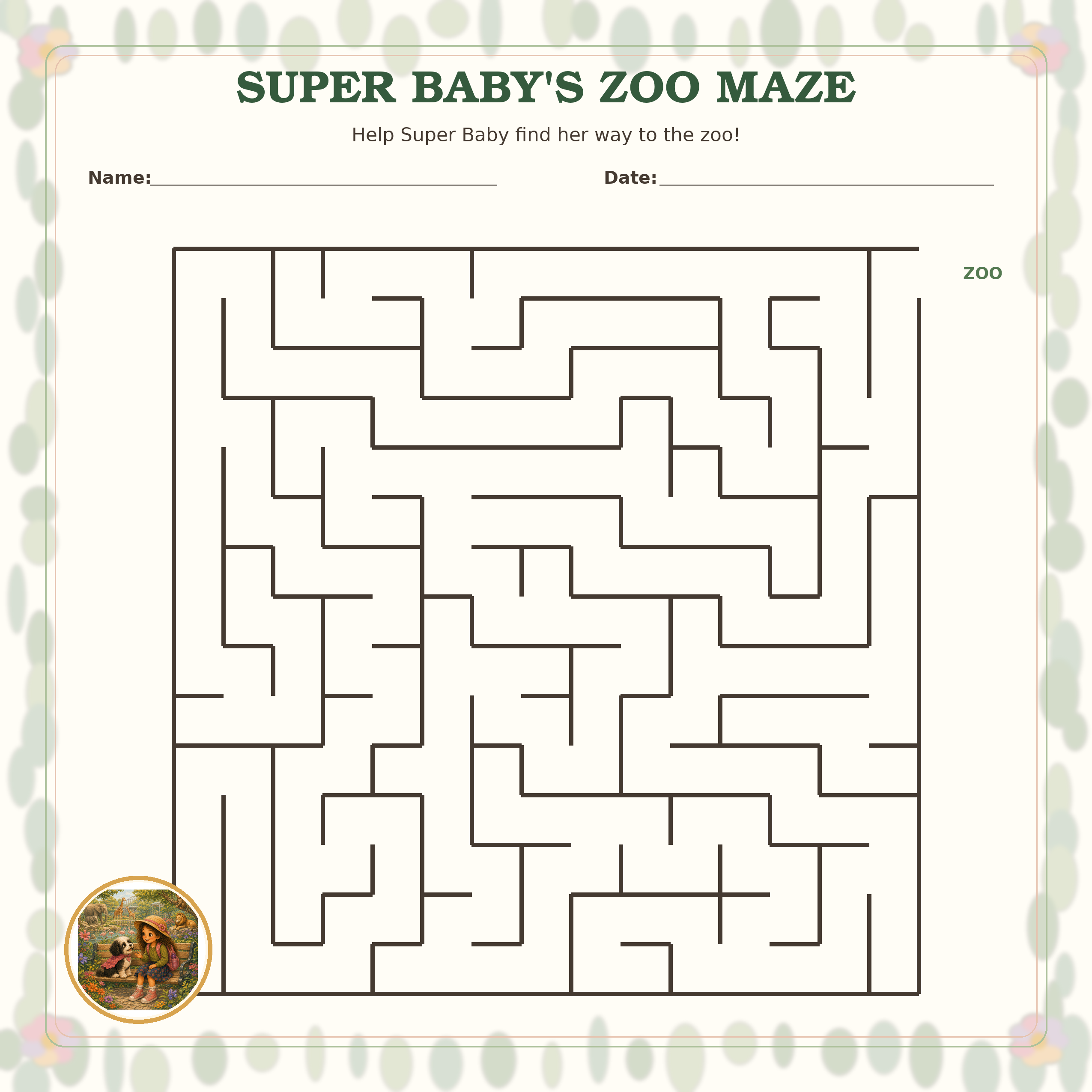 Super Baby's Zoo Maze printable preview