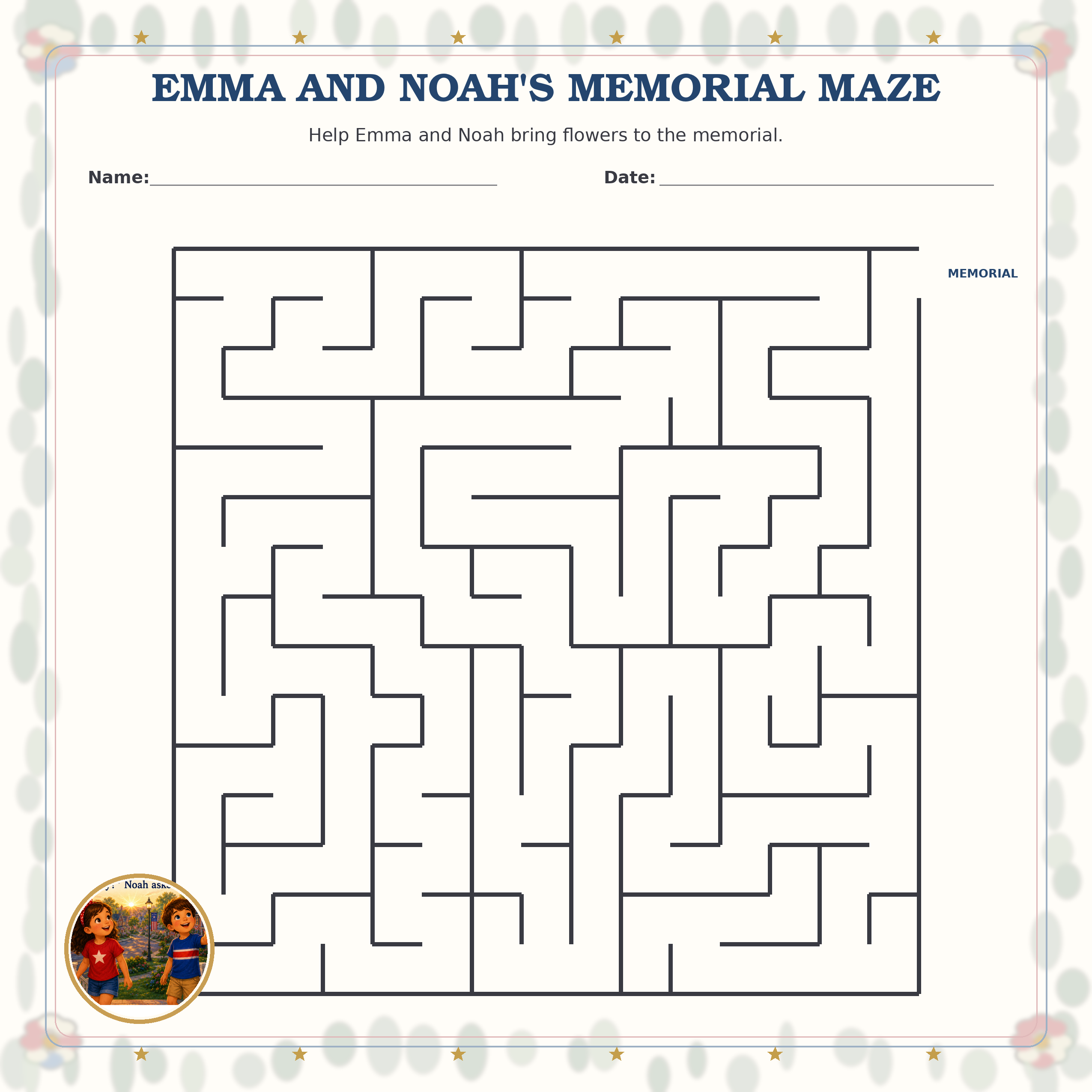 Emma and Noah's Memorial Maze printable preview