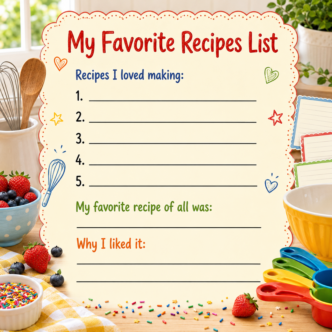My Favorite Recipes List printable