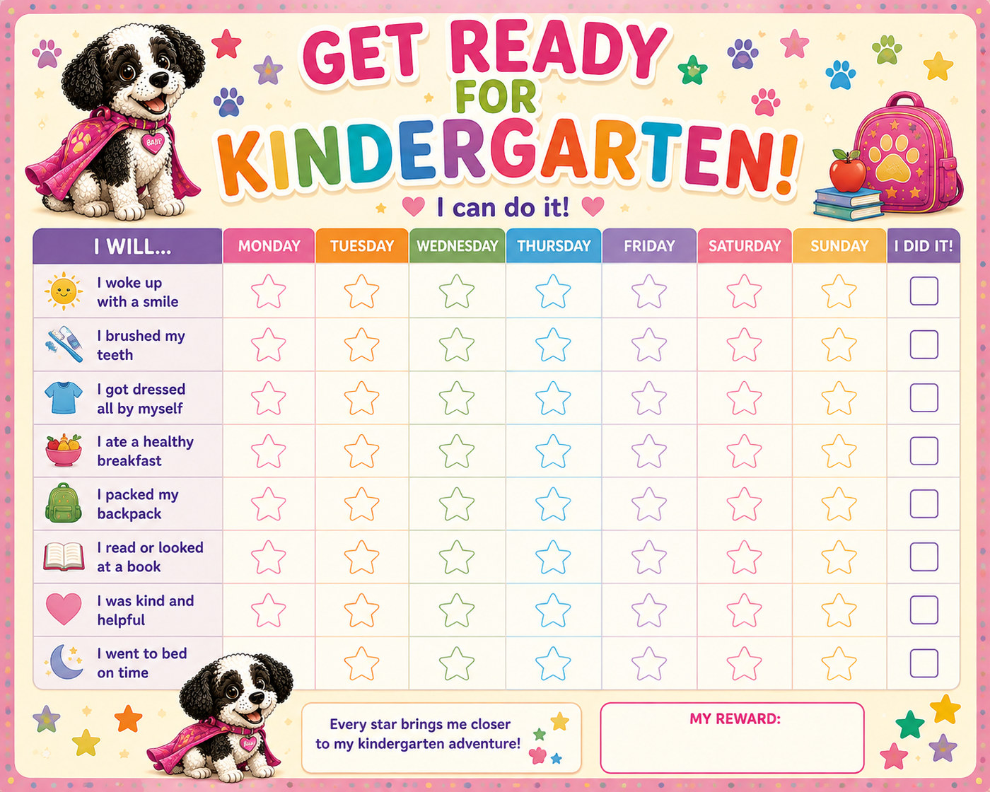 Get Ready for Kindergarten chart preview
