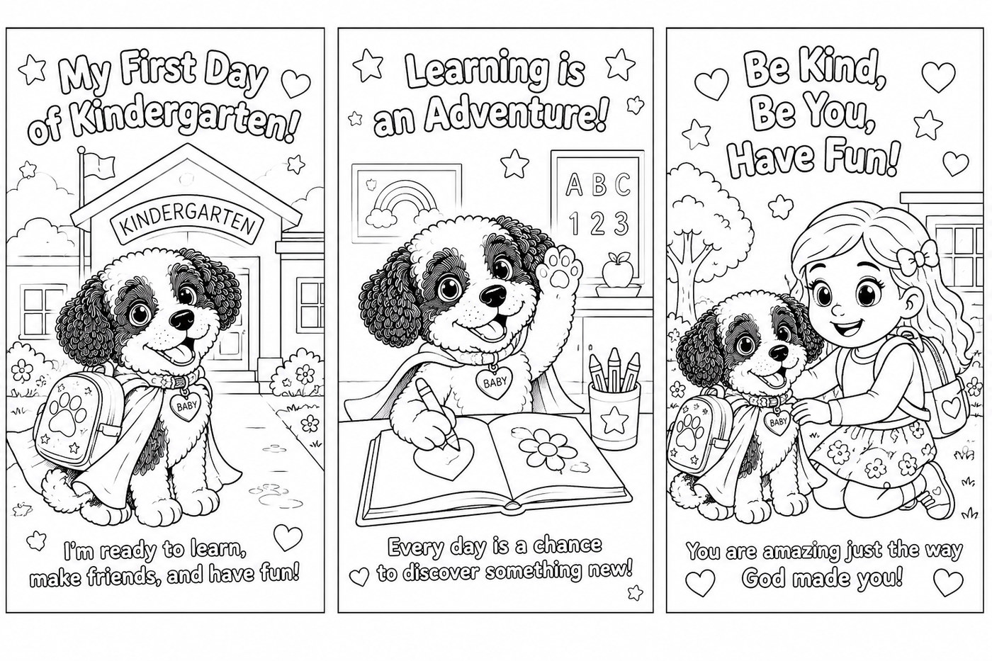 First Day of Kindergarten encouragement bookmarks preview