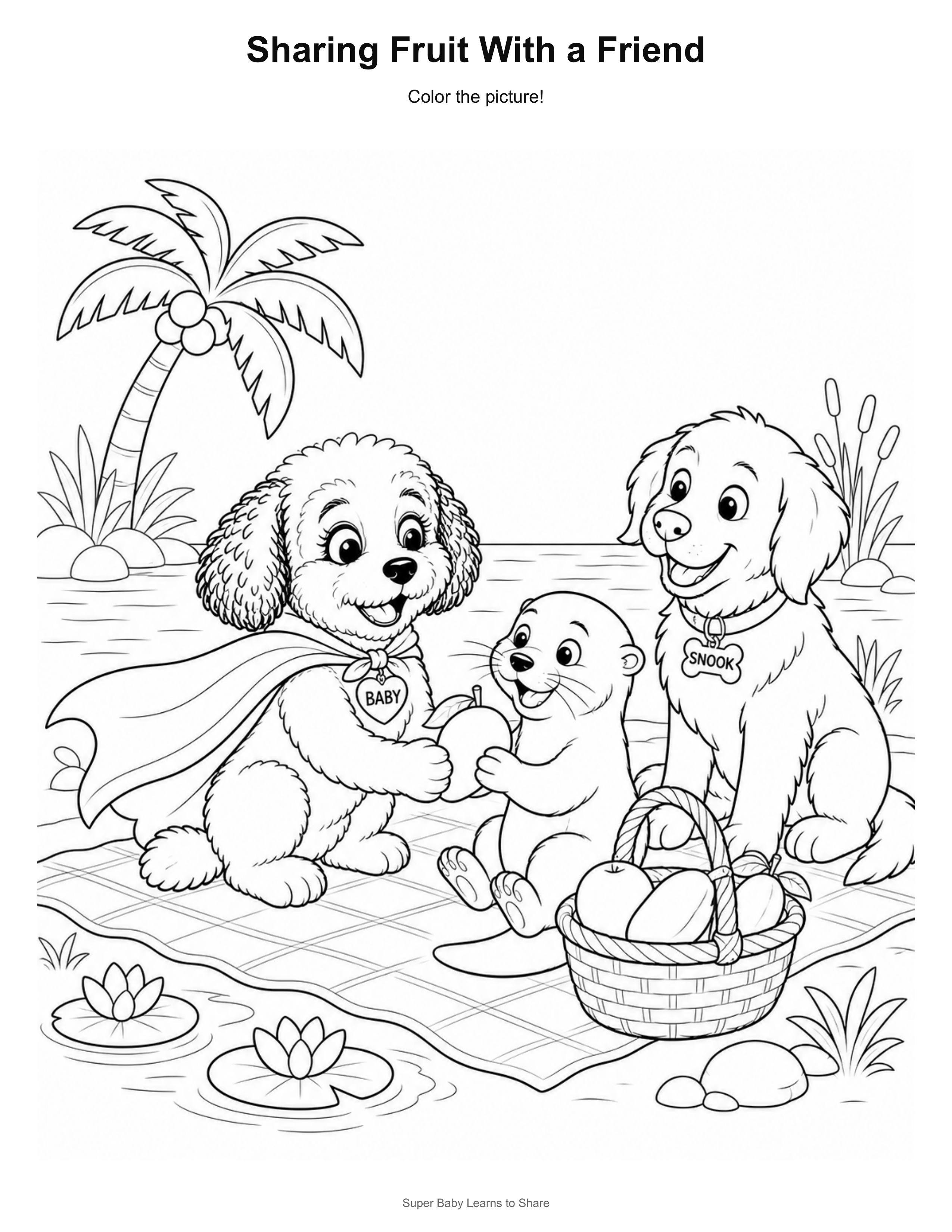 Sharing Fruit With a Friend coloring page
