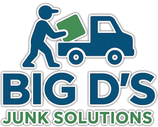 Big D&rsquo;s Junk Solutions logo with blue worker unloading a green bin into a truck