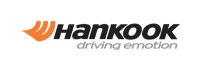 Hankook logo with orange swoosh and black “Hankook driving emotion” text on white background