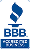 BBB Accredited Business logo in blue and white