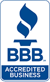 BBB Accredited Business logo in blue and white