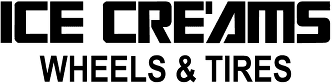 Ice Creams Wheels & Tires logo in black and white